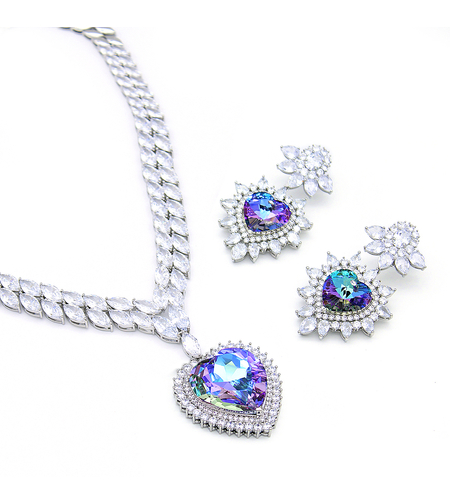 Комплект бяло позлатяване пъстро сърце 1000000000757 | Колекция Luxury Secret