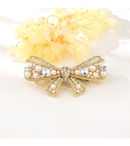 RIBBON HAIR CLIP YELLOW GOLD PLATING