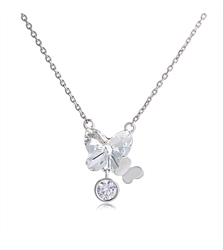 Сребърно колие Пеперуда Swarovski Crystals | колекция Delicate Silver | Бижута Invoke.bg