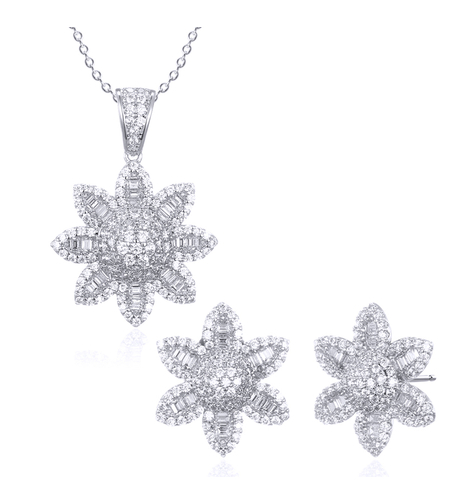 Сребърен комплект Цветя | Колекция Silver Premium  | Бижута Invoke.bg