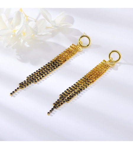 Обеци жълто позлатяване с кристали Swarovski | Бижута Invoke.bg