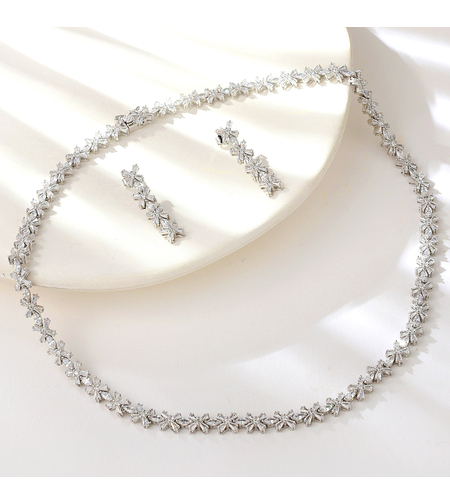 Сребърен комплект с платина и кубични циркони  | Колекция Silver Premium | Бижута Invoke.bg