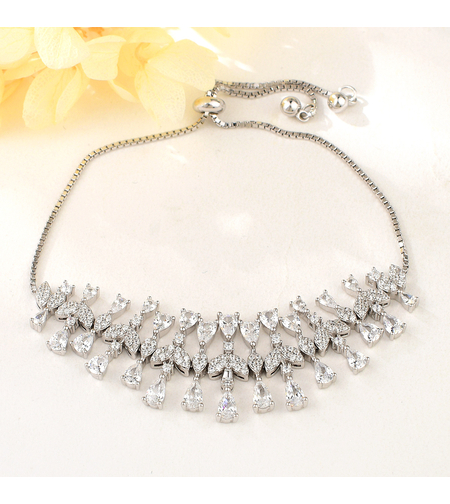 Сребърна гривна с платина и кубични циркони | Колекция Silver Premium | Бижута Invoke.bg