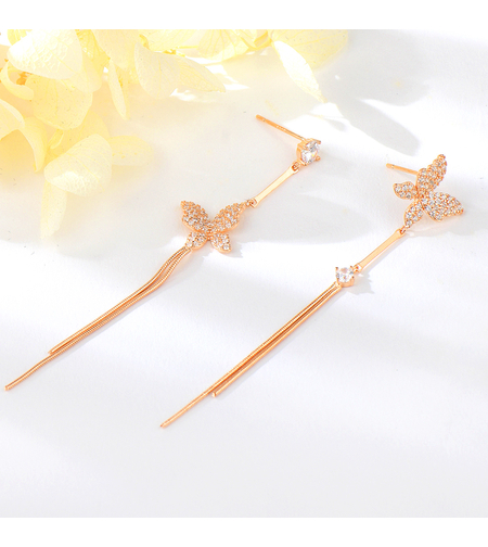 Сребърни обеци Пеперуди с розово позлатяване | колекция Delicate Silver | Бижута Invoke