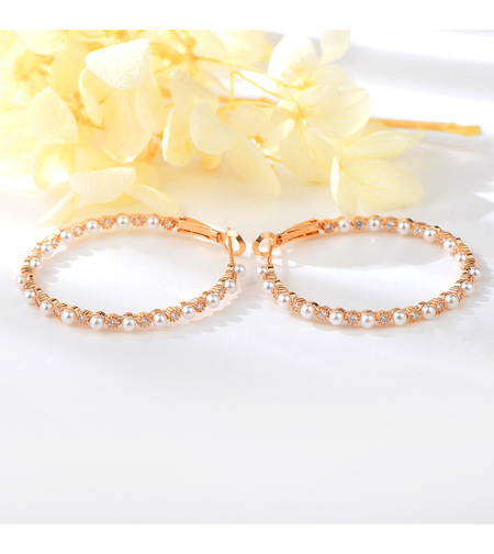 Сребърни обеци с розово позлатяване с перли | Бижута Invoke.bg