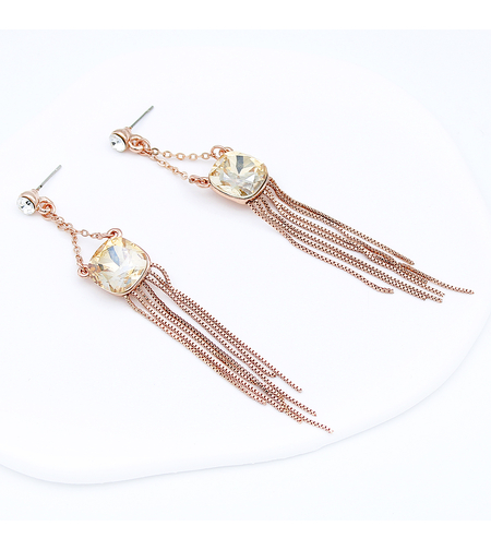 Обеци розово позлатяване кристали Swarovski | Колекция Rose Gold