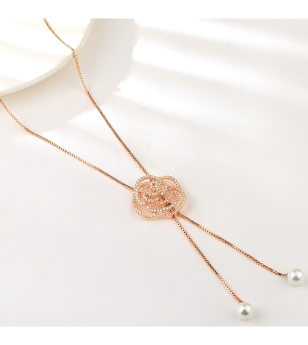 Колие розово позлатяване роза | Колекция Rose Gold | Бижута Invoke.bg