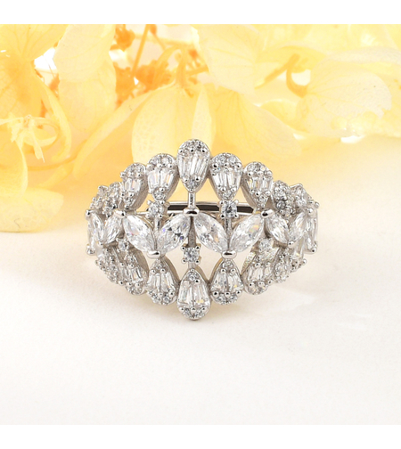 Сребърен пръстен с платина и кубични циркони | Колекция Silver Premium | Бижута Invoke.bg