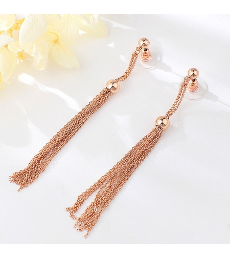 Обеци розово позлатяване пискюли | Колекция Rose Gold | Бижута Invoke.bg