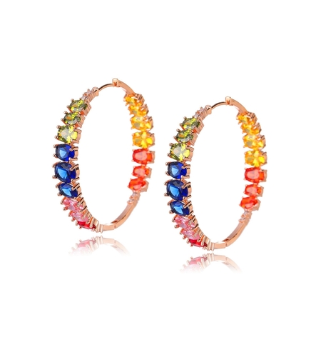 Обеци розово позлатяване и кристали | Колекция Luxury Secret | Бижута Invoke.bg