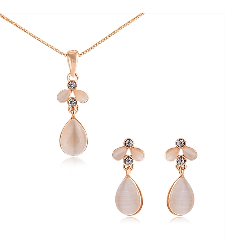 Комплект розово позлатяване капки с котешко око | Колекция Rose Gold | Бижута Invoke.bg