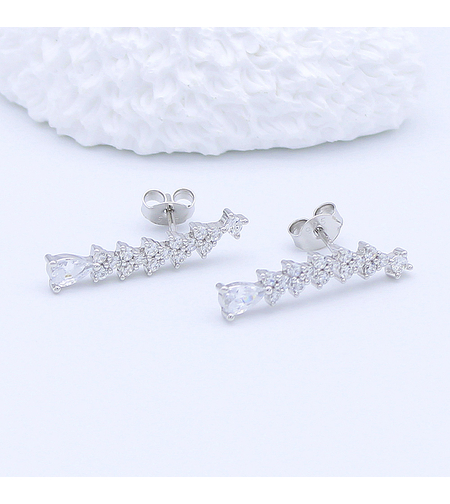 Сребърни обеци с камъни циркон | Колекция Silver Premium | Бижута Invoke.bg