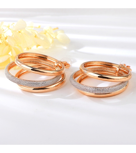 Обеци розово позлатяване тройни халки | Колекция Rose Gold | Бижута Invoke.bg