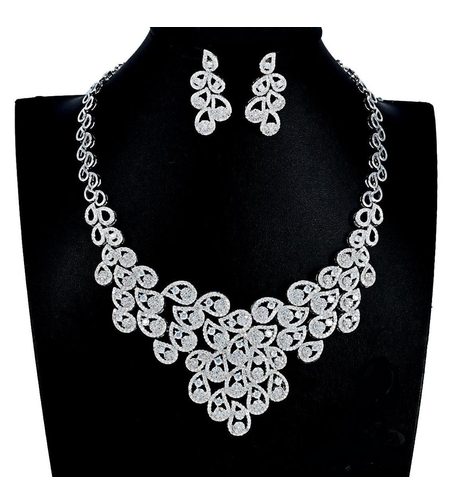 Комплект бяло позлатяване 'Капки' с крситали Swarovski - LSS50 | Бижута Invoke