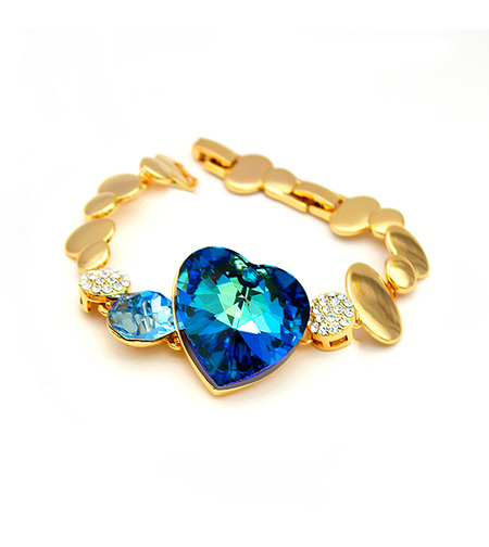 Гривна розово позлатяване синьо сърце | Колекция Luxury Secret