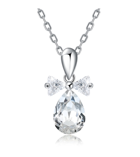 Сребърно колие кристална капка Swarovski Crystals | колекция Delicate Silver | Бижута Invoke.bg