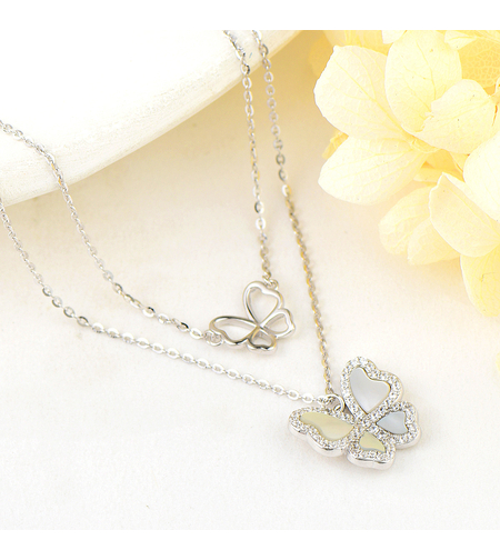 Сребърно колие Пеперуда със седеф | колекция Delicate Silver | Бижута Invoke.bg