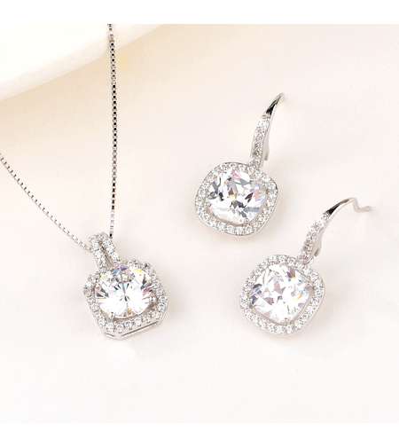 Сребърен комплект с родий | колекция Delicate Silver | Бижута Invoke.bg