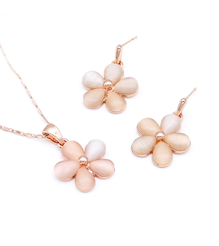 Комплект розово позлатяване котешко око | Колекция Rose Gold | Бижута Invoke.bg