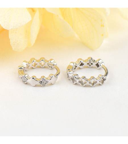 Сребърни обеци Халки с родий | колекция Delicate Silver | Бижута Invoke.bg