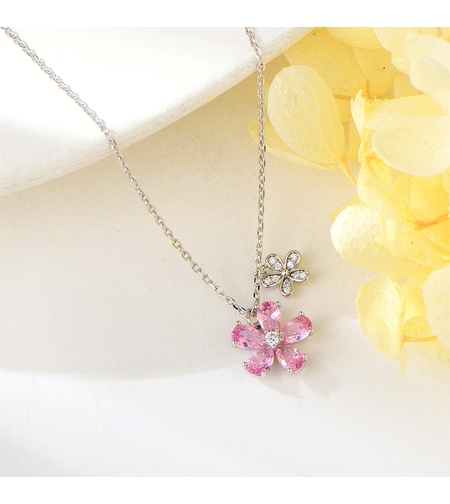 Сребърно колие розово цвете | колекция Delicate Silver | Бижута Invoke.bg