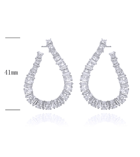 Сребърни обеци с платина и кубични циркони | Колекция Silver Premium | Бижута Invoke.bg