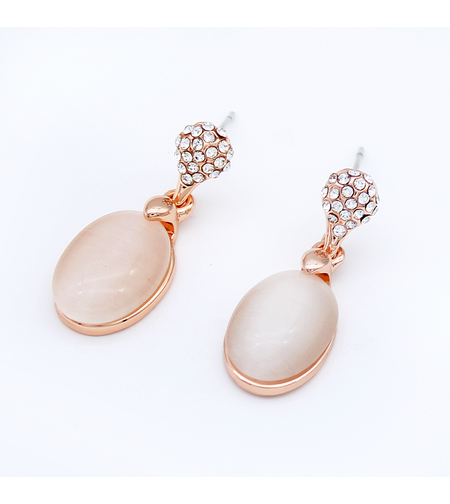 Обеци розово позлатяване котешко око 1000000000313 | Колекция Rose Gold