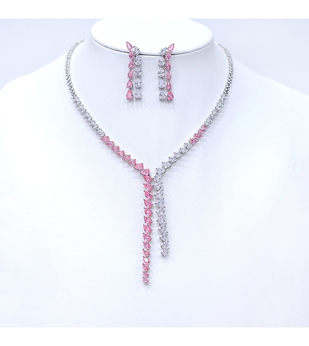 Комплект бяло позлатяване розови капки | Колекция Luxury Secret | Бижута Invoke.bg