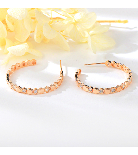 Сребърни обеци халки розово позлатяване | колекция Delicate Silver | Бижута Invoke