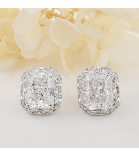 RECTANGULAR CRUSHED ICE EARRINGS