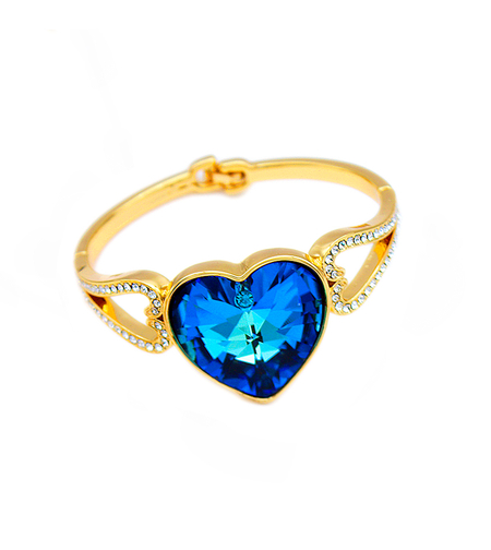 Гривна розово позлатяване синьо сърце 2200000018809 | Колекция Luxury Secret