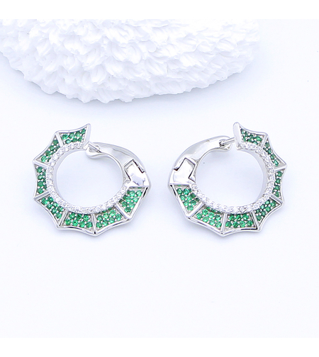Сребърни обеци с камъни зелен циркон | Колекция Silver Premium | Бижута Invoke.bg