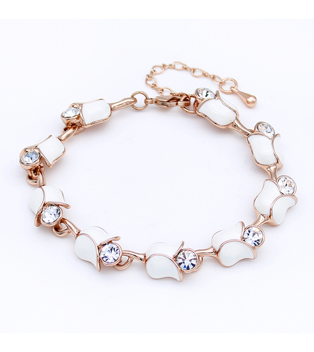 Гривна розово позлатяване бели лалета | Колекция Rose Gold | Бижута Invoke.bg