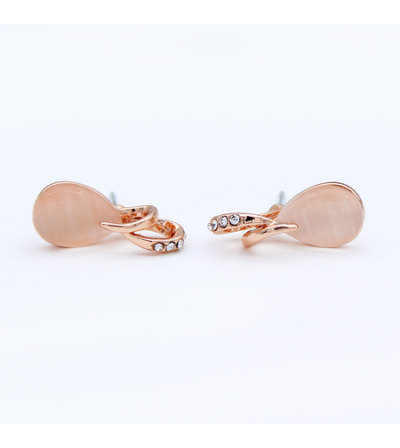 Обеци розово позлатяване котешко око 1000000000344 | Колекция Rose Gold