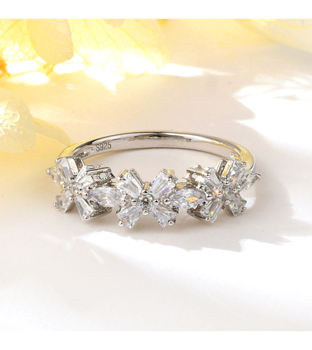 Сребърен пръстен с платина и кубични циркони | Колекция Silver Premium | Бижута Invoke.bg