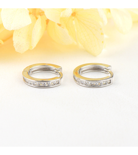 Сребърни обеци Халки с родий | колекция Delicate Silver | Бижута Invoke.bg