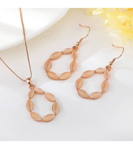 Комплект розово позлатяване контур на капка | Колекция Rose Gold | Бижута Invoke.bg