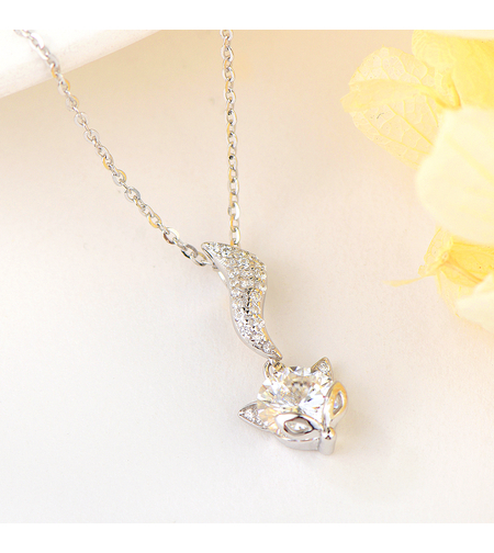 Сребърно колие Лисица | Колекция Мойсанит | Бижута Invoke.bg