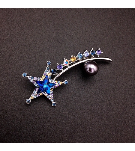 Брошка бяло позлатяване 'Падаща звезда' | Бижута Invoke.bg