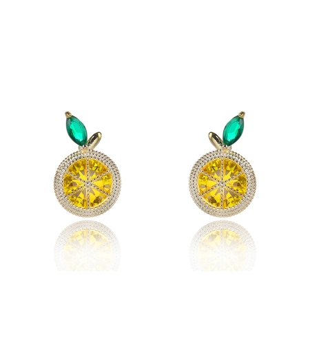 Обеци жълто позлатяване Лимон | Колекция Luxury Secret | Бижута Invoke.bg