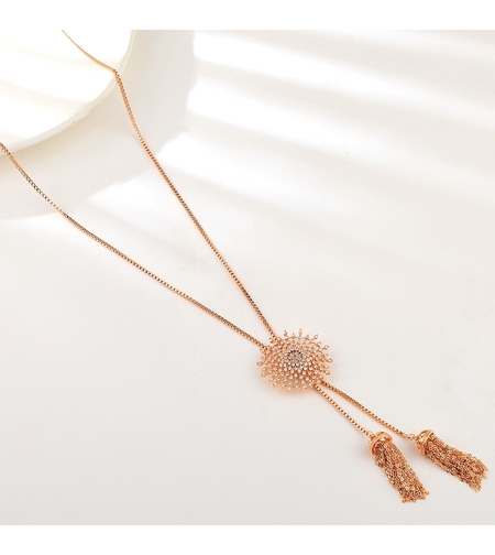 Колие розово позлатяване слънце | Колекция Rose Gold | Бижута Invoke.bg