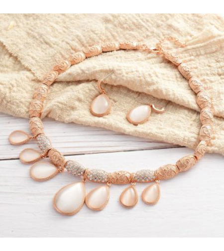 Комплект розово позлатяване с котешко око | Колекция Rose Gold | Бижута Invoke