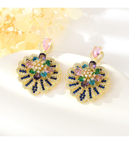 Обеци жълто позлатяване 'Цветна експлозия' | Колекция Luxury Secret | Бижута Invoke.bg