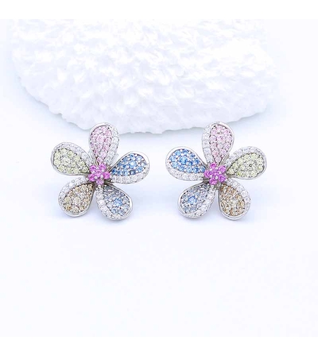 СРЕБЪРНИ ОБЕЦИ ПЪСТРИ ЦВЕТЯ