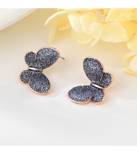 Обеци розово позлатяване пеперуди с кристален прашец | Колекция Rose Gold | Бижута Invoke.bg