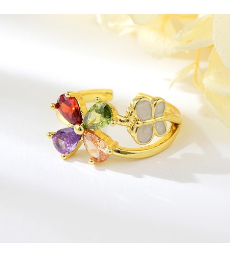 Пръстен жълто позлатяване с кристали Swarovski | Колекция Luxury Secret | Бижута Invoke.bg