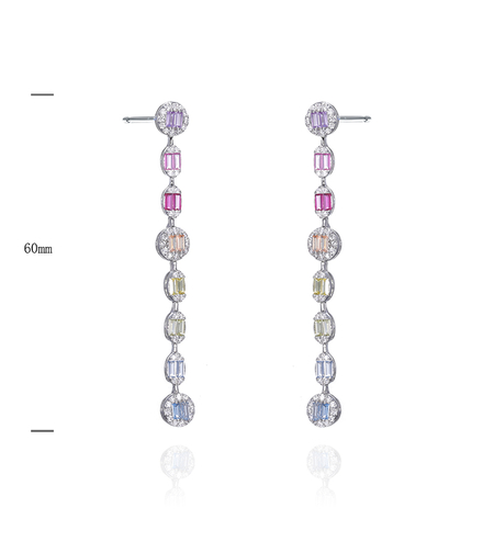 Дълги цветни сребърни обеци | Колекция Silver Premium | Бижута Invoke.bg