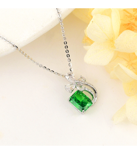 Сребърно колие зелен блясък | Колекция Crushed Ice | 2700000061183