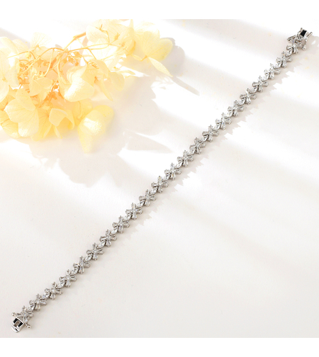 Сребърна гривна с платина и кубични циркони | Колекция Silver Premium | Бижута Invoke.bg