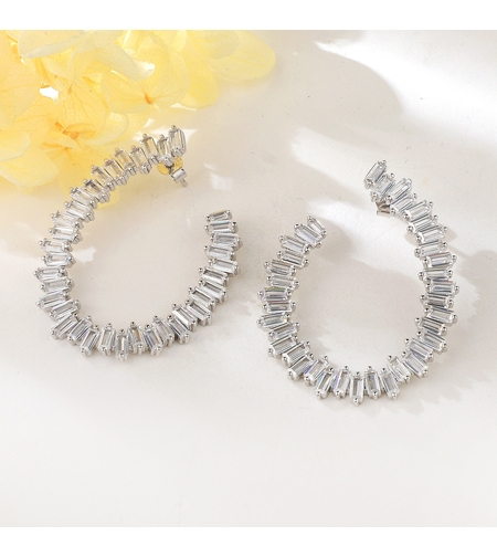 Сребърни обеци с платина и кубични циркони | Колекция Silver Premium | Бижута Invoke